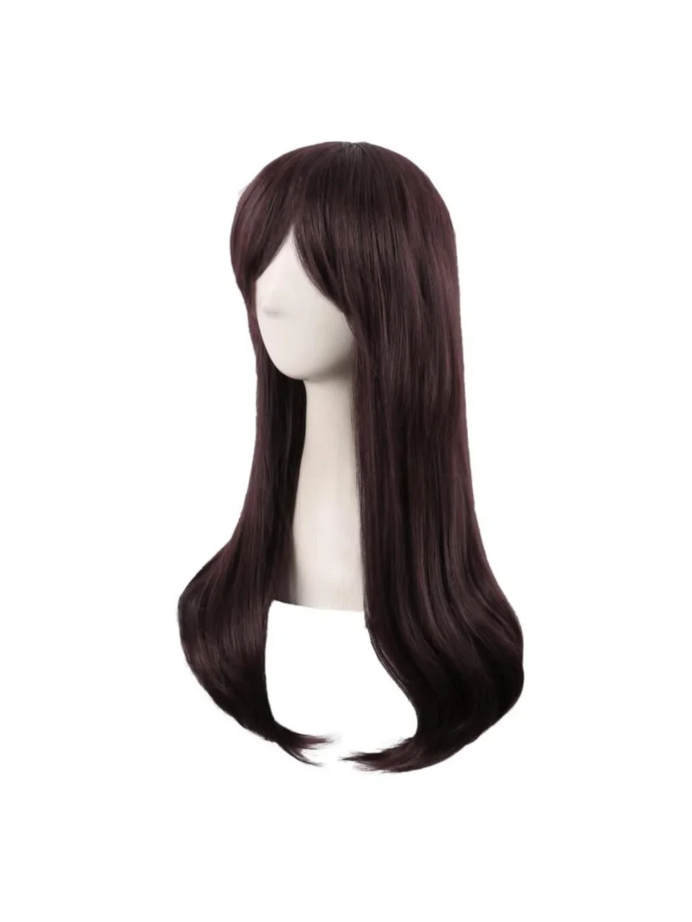 Women's Dark Brown 24 Inch Heat Resistant Long Side Bang Wavy Curly Cosplay Wigs